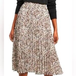 A New Day | Leopard Print Lined Pleated Maxi Women's Skirt Large